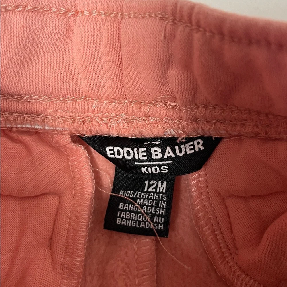 Eddie Bauer 12 Month 3 Piece Outfit Jogger with Vest and Long Sleeve T Pink